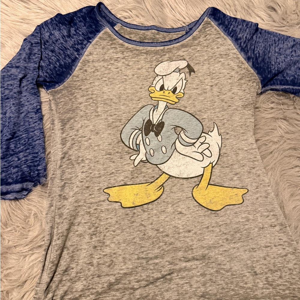 Disney Donald Duck Blue and Gray Long Sleeve Tee